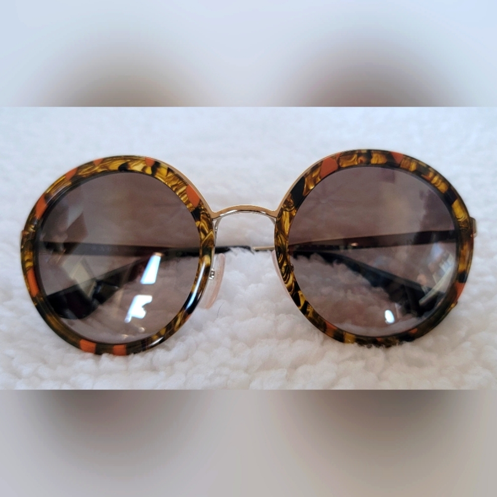 Prada - Prada Cinéma - Striped Papaya Round Women's Sunglass SPR 50T - Picture 8 of 8